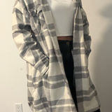 Stoosh long gray and white plaid coat Photo 0