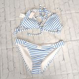 Hula Honey blue striped bikini size medium Photo 0