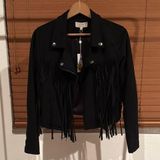Chelsea and Violet Chic Black Fringe Jacket Photo 0
