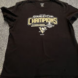 Reebok Pittsburgh Penguins Shirt Women’s Large NHL Hockey 2009 Stanley Cup Photo 0