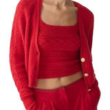 J.Crew Supersoft cropped cable-knit sweater-tank set in Red Photo 0