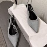 Unionbay DENIM Pointed Toe Fabric Slingback Heels Womens Kitten Heel US 7.5 Photo 0