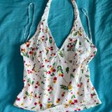 Forever 21 Cute white and multi-coloured floral holter tank top Photo 0