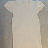 Anthropologie White Ribbed Short Sleeve Top Photo 0