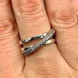 Pandora Crossover Pavé Triple Band Ring Sterling Silver Size 7.25 Photo 0