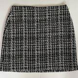 CeCe  Skirt Size 8 Black White Textured Tweed A-Line Mini Sparkle Lined Zip Back Photo 0