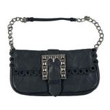 Betsey Johnson Chain Strap Stud Buckle Shoulder bag in Black & Silver Photo 0