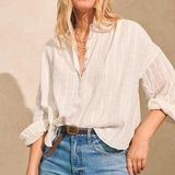 Faherty 100% Organic Cotton Olli Top in Egret Size Medium Photo 0