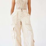 BDG White Maya Baggy High Waisted Wide Leg Cargo Jeans Photo 0