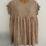 TALULAH Brown and White Striped Short Sleeve Top in S Photo 0