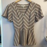 Monteau Adorable striped office work peplum top Photo 0