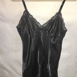 Cacique VTG black satin&lace Bodysuit M Photo 0