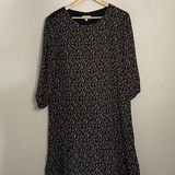 Roolee  Black Floral Shift Ruffle Hem Dress Photo 0