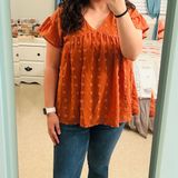 Entro  Womens M Rust Baby Doll Empire Pullover Photo 0