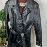 wilson's leather  Black Pelle Studio Belted Button Up Coat S Photo 0