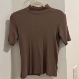 Joie Brown Mock Neck Shirt Photo 0