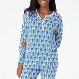 Roller Rabbit Pima Cotton Monkey Print Pajamas PJs in Blue TOP ONLY Size Small Photo 0