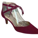 Alex Marie  Pink Fusia Leather Suede Ankle Tie Kitten Heel Almond toe 10m Photo 0