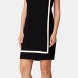 Tahari  ASL Sheath Sleeveless Bow Dress 8 Black White Classic Career Business Photo 0