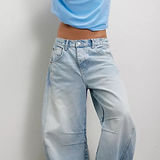 We The Free Free People- Good Luck Midrise Barrel Jeans Sz 27 Photo 0