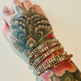 Victoria Emerson  iridescent faceted beaded leather wrap bracelet smoked glass Photo 0