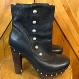 UGG  AUSTRALIA COSIMA BLACK LEATHER PLATFORM BOOTS UK 7.5 EUR 40 USA 9 Photo 0