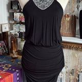 Venus Black Embellished Halter Sheath Dress for Cocktail Photo 0