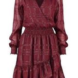 Michael Kors Michael - Shiny Plaid Ruffled Jacquard Mini Dress Photo 0