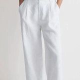Madewell The Harlow Wide-Leg Pant in 100% Linen in White NWT Photo 0