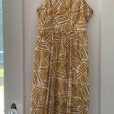 Very J  Midi Yellow and white stripped asymmetrical dress Photo 0
