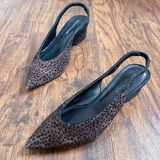 Donald Pliner Donald J Pliner • Gema Low-Heel Leopard Slingback Pumps brown velvet point toe Photo 0