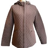 Esprit waterproof brown hooded quilted zip up jacket , M Photo 0