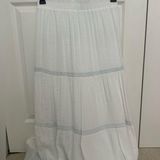 Belk  White and Blue Tiered A-Line Maxi Skirt Photo 0