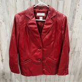 Preston & York Vintage Women size MP Lamb Skin Leather Jacket Red blazer button Photo 0