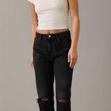 American Eagle AE Black Ripped Mom Jeans Photo 0