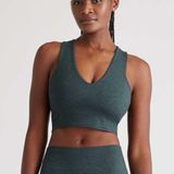 Quince Ultra-Soft V-Neck Cropped Tank in Heather Green Photo 0