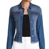 Per Se  Frayed Raw Hem Blue Denim Jean Jacket Photo 0