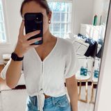 Bella Dahl White Waffle Button Shirt Photo 0