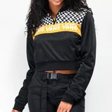 Vans Sweatshirt Women Size Medium Black 1/4 Zip Cropped Long Sleeve Pullover Photo 0
