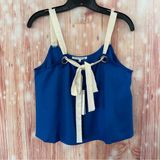 After Market  Royal Blue Lightweight Cream Ribbon Tank Top Photo 0