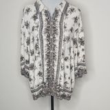 Max Studio Black And White Floral Button Up Shirt Size XL Photo 0