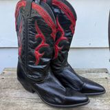 Dingo Vintage Black Red Point Toe Cowgirl Western Saloon Girl Boots Size 8 1/2M Photo 0