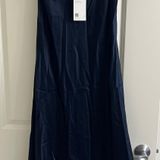 Quince Navy Maxi Silk Skirt Photo 0