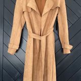Tan Suede French Coat Size M Photo 0