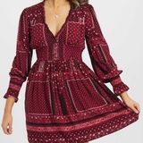 Altar'd State Dresden Fit and Flare Red Dress Photo 0
