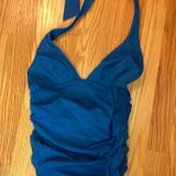 DKNY one Piece Ruched Swimsuit Flattering Photo 0