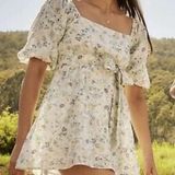 MINKPINK  Dress Floral Mini Puff Sleeve Photo 0