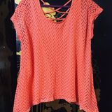 French Laundry 2X Orange Pink Top & Earrings Photo 0