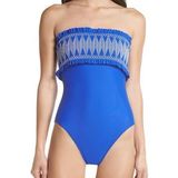 Ted Baker Smocked Bandeau One-Piece Swimsuit, Blue Size M/L , NEW Retail $159 Photo 0