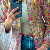 Handmade Floral Quilted jacket reversible long sleeve mixed patterns patchwork buttons Photo 0